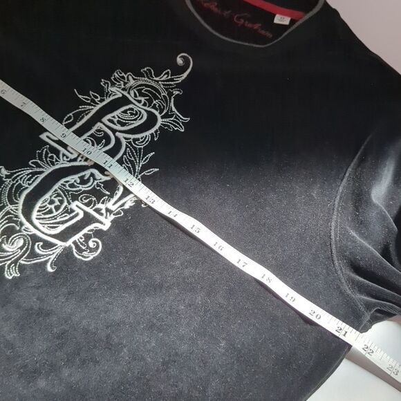 Robert Graham Top Mens Medium Black Velour Pullover Embroidered Logo - Picture 7 of 8